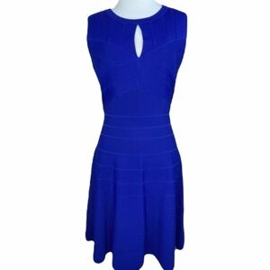 Adrianna Papell Blue Fit & Flare Dress Sleeveless M